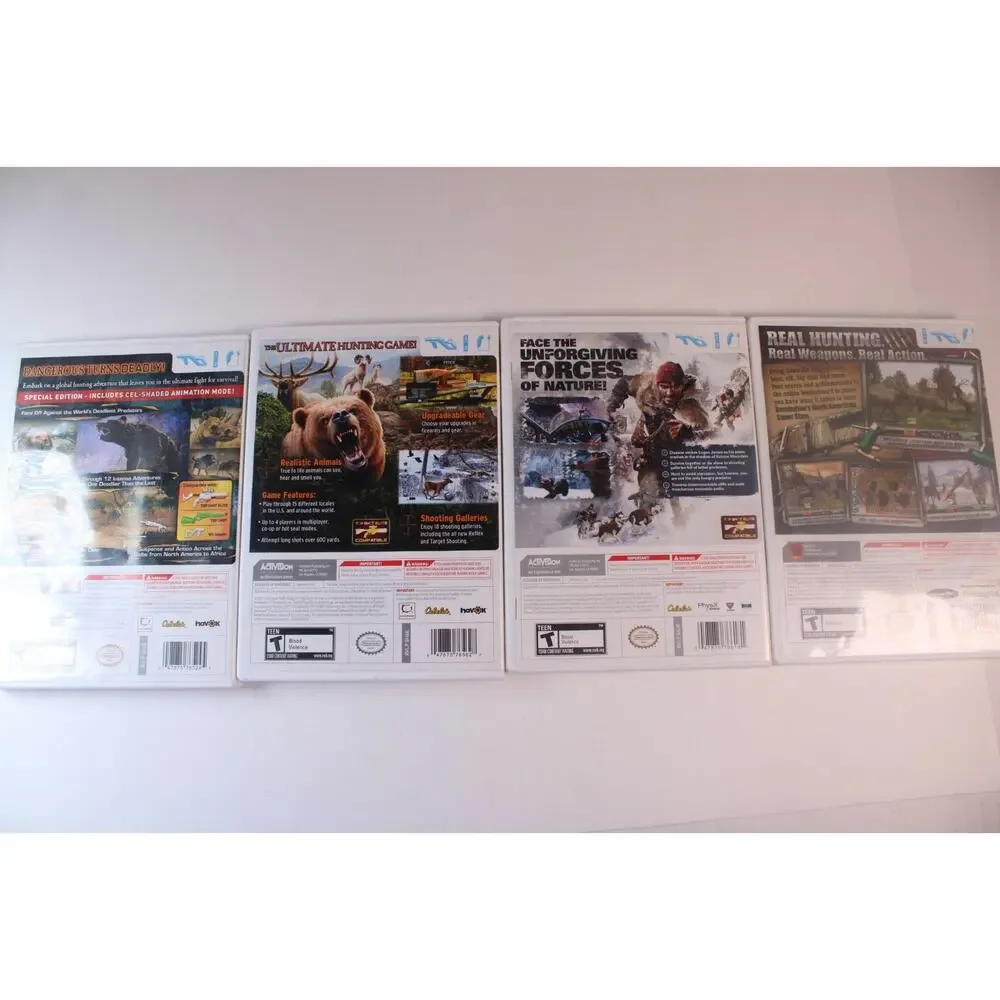 4 game lot: Cabela's Games + Remington + Survival games (Nintendo Wii) tested